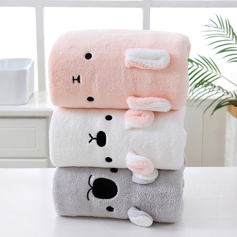 3 PACK (White, Pink, Gray) Adorable Animal-Themed Microfiber Snuggle Wraps Bath Towels for Toddlers & Kids – Fun, Soft, and Lightweight