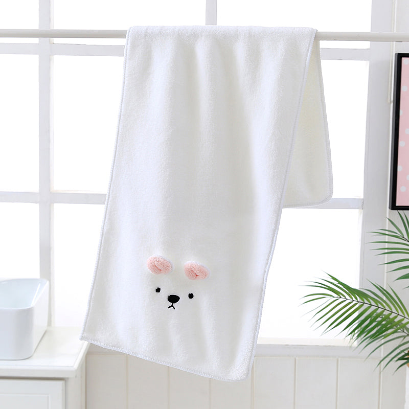 3 PACK (ALL WHITE) Adorable Bear-Themed Microfiber Snuggle Wraps Bath Towels for Toddlers & Kids – Fun, Soft, and Lightweight